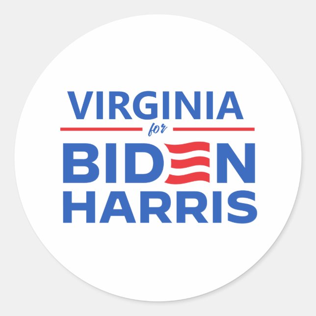 Virginia for Biden Harris Classic Round Sticker (Front)
