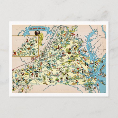 Virginia Funny Map Postcard