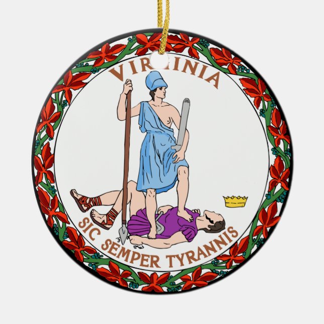 Virginia Great Seal Ceramic Ornament (Front)