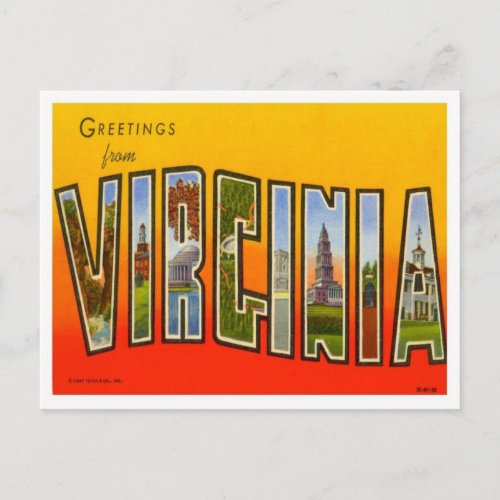 Virginia Greetings From US States Postcard