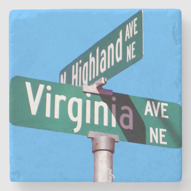 Virginia Highland Street Sign Landmark Coasters (Front)