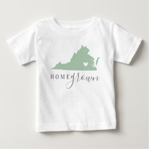 Virginia Home Grown Editable Colors State Map Baby T-Shirt