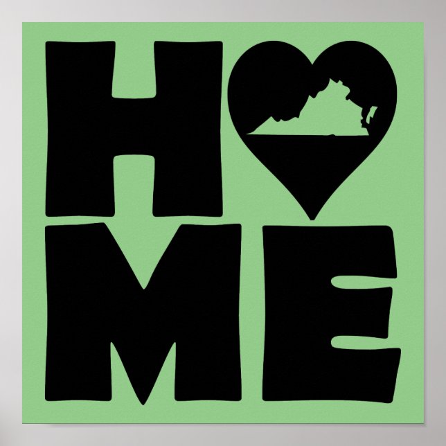 Virginia Home Heart State Poster Sign (Front)