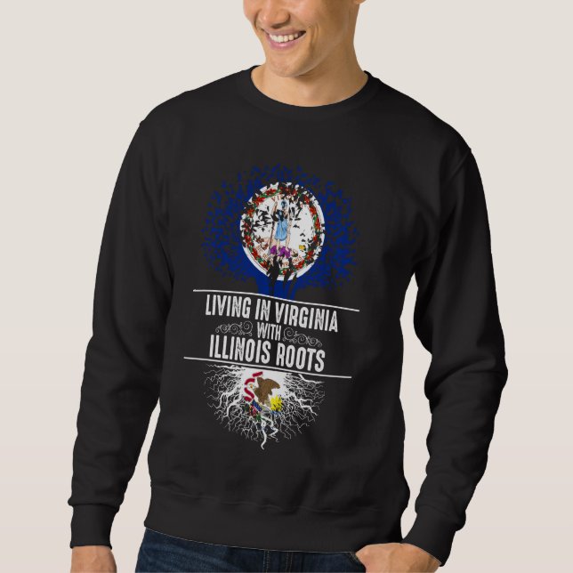 Virginia Home Illinois Roots State Tree Flag Love Sweatshirt (Front)