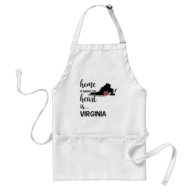 Virginia home is where the heart is adult apron (Front)