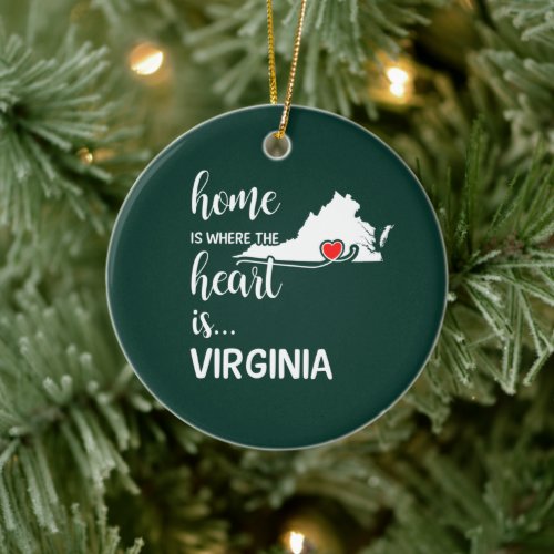 Virginia home is where the heart is ceramic ornament