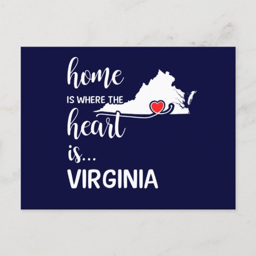 Virginia home is where the heart is postcard