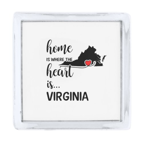 Virginia home is where the heart is silver finish lapel pin