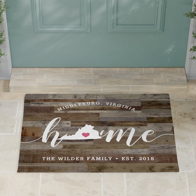 Virginia Home State Personalized Wood Look Doormat (Creator Uploaded)