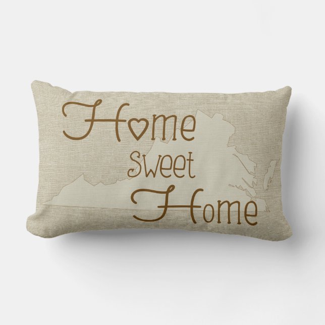 Virginia-Home Sweet Home burlap-look custom name Lumbar Pillow (Front)