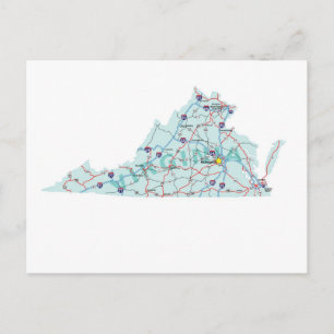 Virginia Interstate Map Postcard