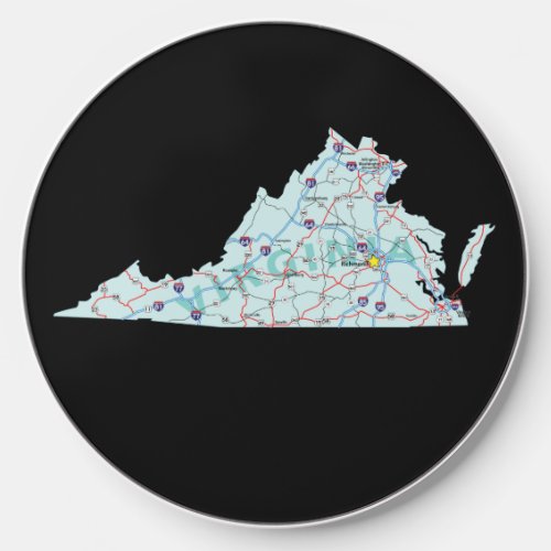 Virginia Interstate Map  Wireless Charger