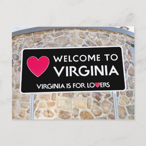 Virginia is for Lovers Welcome to Virginia Sign Postcard