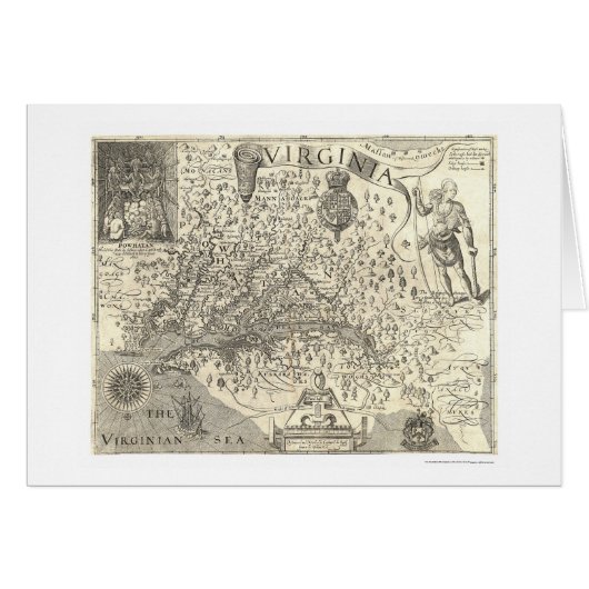 Virginia John Smith Map 1624 Cards (Front Horizontal)
