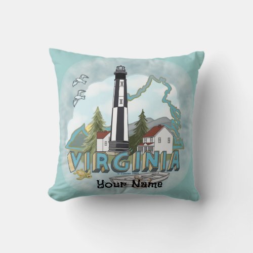 Virginia Lighthouse Throw Pillow