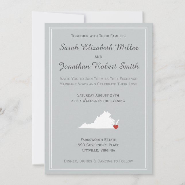 Virginia Love - Customizable Wedding Invitation (Front)