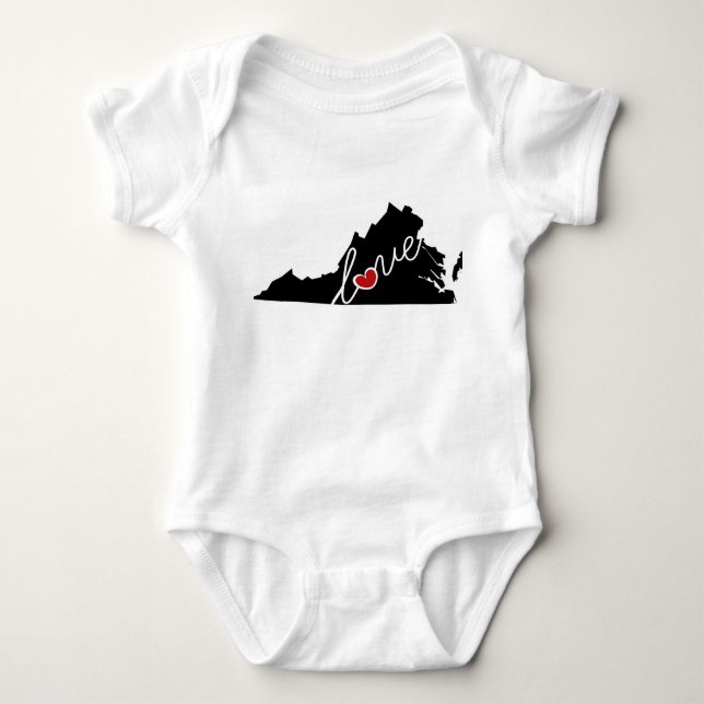 Virginia Love!  Gifts for VA Lovers Baby Bodysuit (Front)