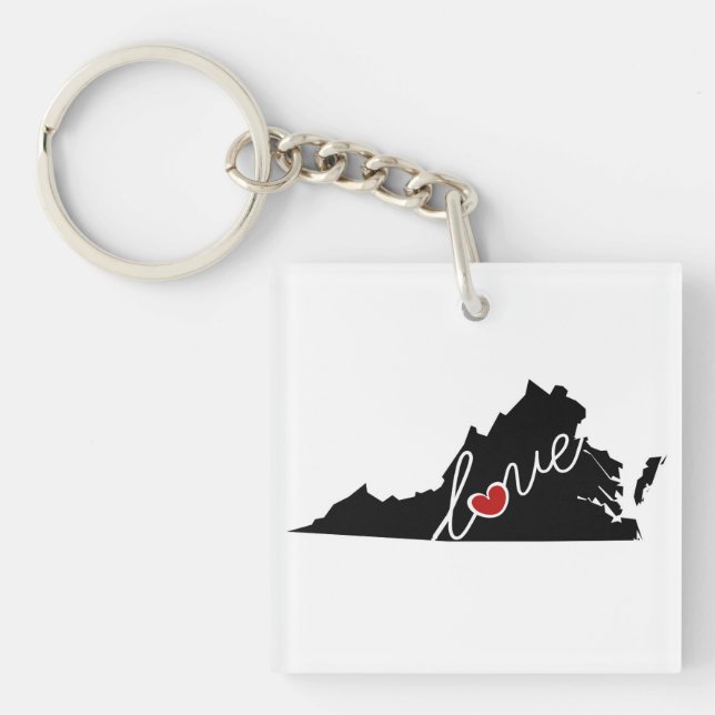 Virginia Love!  Gifts for VA Lovers Keychain (Front)