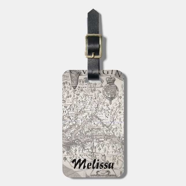Virginia Map, 1612 Luggage Tag (Front Vertical)