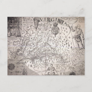Virginia Map, 1612 Postcard