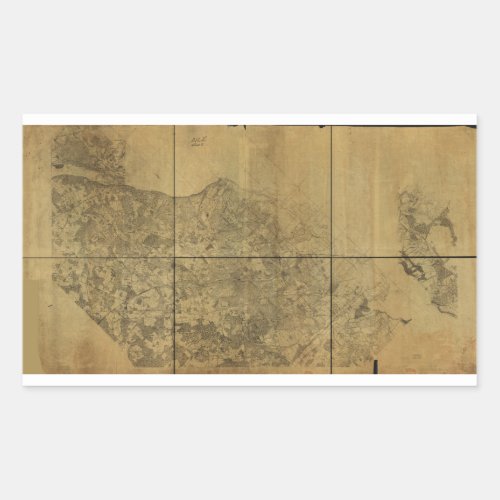 Virginia Map Alexandria to the Potomac River 1860 Rectangular Sticker