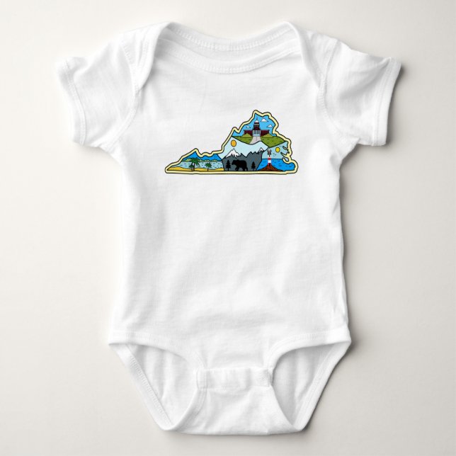 Virginia Map Chesapeake Charlottesville Lynchburg Baby Bodysuit (Front)