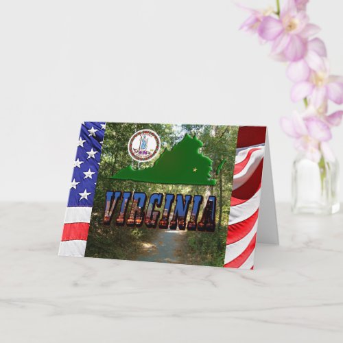 Virginia Map State Seal Picture Text Anniversary Card
