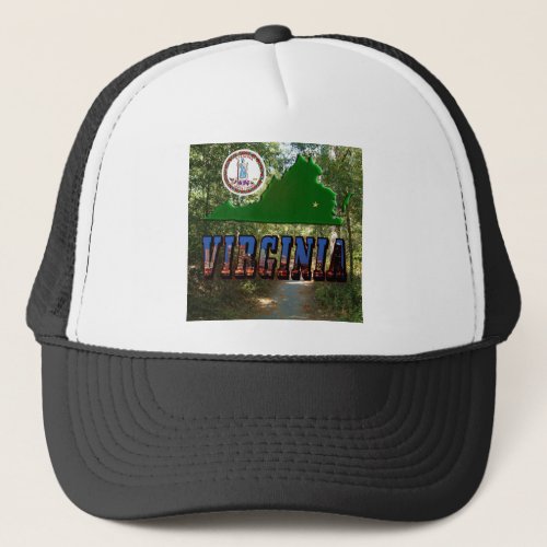Virginia Map State Seal Picture Text Trucker Hat