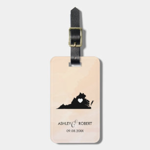 Virginia Map Wedding Luggage Tag, Custom Gift Tag