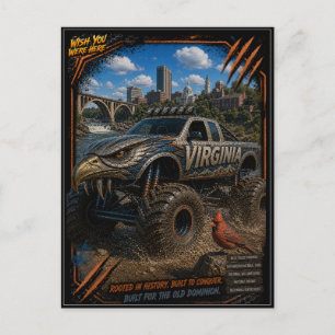 Virginia Monster Truck Off Road Art Postcard