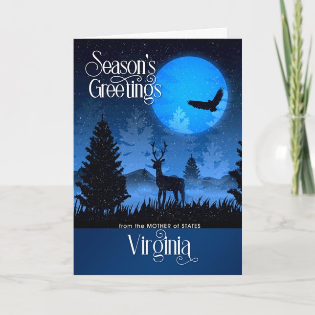 Virginia Mother of States Season's Greetings Deer Holiday Card (Front)