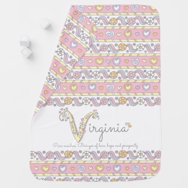 Virginia name and meaning hearts baby blanket (In Situ)