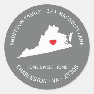 VIRGINIA New Home Address Label Sticker