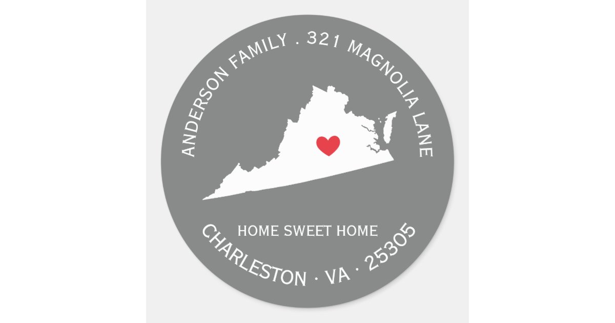 VIRGINIA | New Home Address Label Sticker | Zazzle