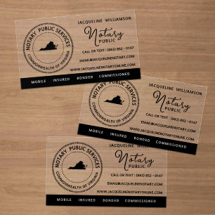 Virginia Notary Public Services Clear Business Cards