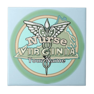 Virginia Nurse Caduceus Ceramic Tile