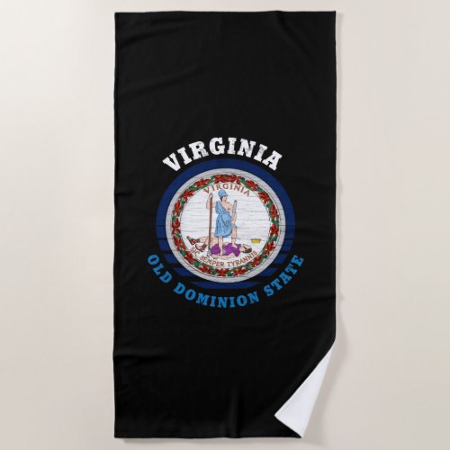 VIRGINIA OLD DOMINION STATE FLAG BEACH TOWEL