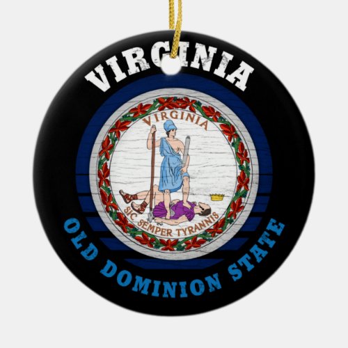 VIRGINIA OLD DOMINION STATE FLAG CERAMIC ORNAMENT