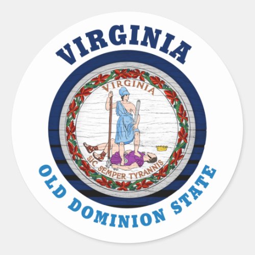 VIRGINIA OLD DOMINION STATE FLAG CLASSIC ROUND STICKER