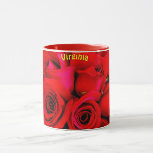 VIRGINIA ~ Personalized Red Rose Buds Photograph ~ Mug