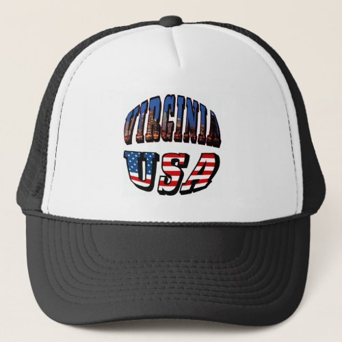 Virginia Picture and USA Text Trucker Hat