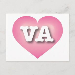 Virginia Pink Fade Heart - I love VA Postcard