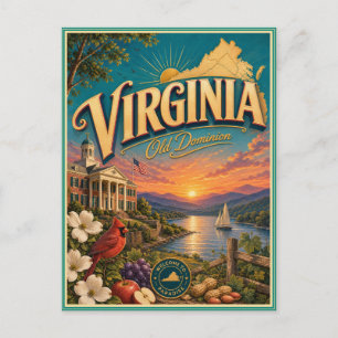 Virginia Retro Travel Souvenir Postcard