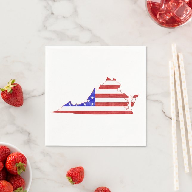 Virginia Shaped American Flag Patriotic Virginian Napkins (Insitu)