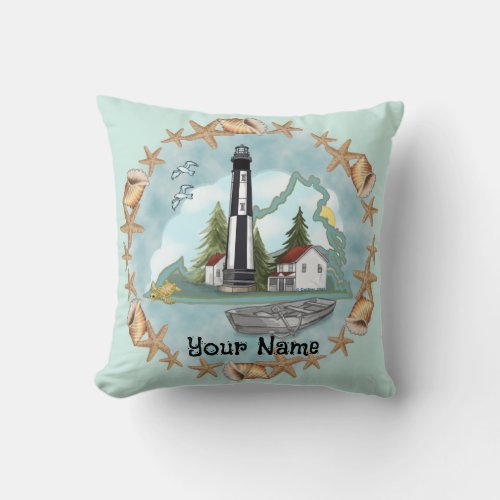 Virginia Shells Lighthouse custom name Pillow