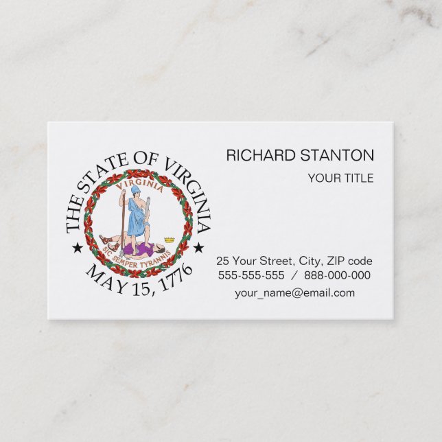 Virginia sign business card (Front)