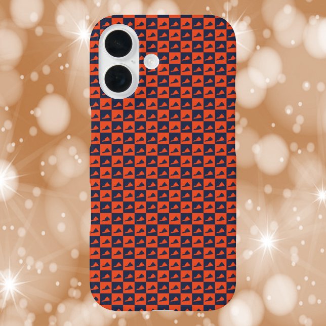 Virginia Silhouette Checker Pattern Blue Orange Case-Mate iPhone Case (A phone case featuring a pattern of Virginia done in orange and blue)