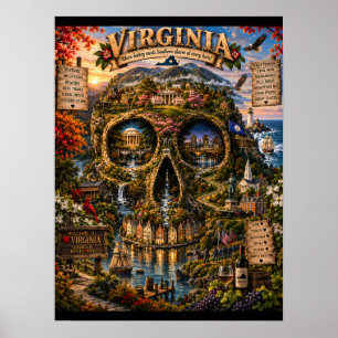 Virginia Skull Art Print State of Mind