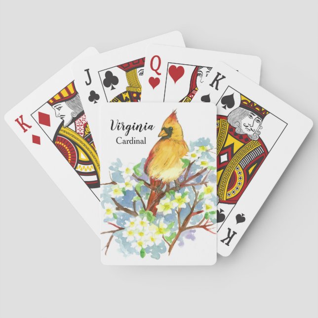 Virginia Souvenir Gift Cardinal Bird Dogwood  Poker Cards (Back)