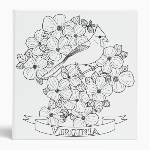 Virginia State Bird and Flower Coloring Page Binder